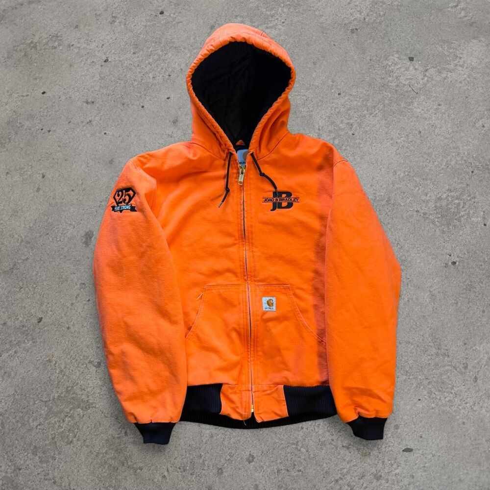 Rare Carhartt J140 Hooded Workwear Jacker Orange and Black Men’s Size Medium